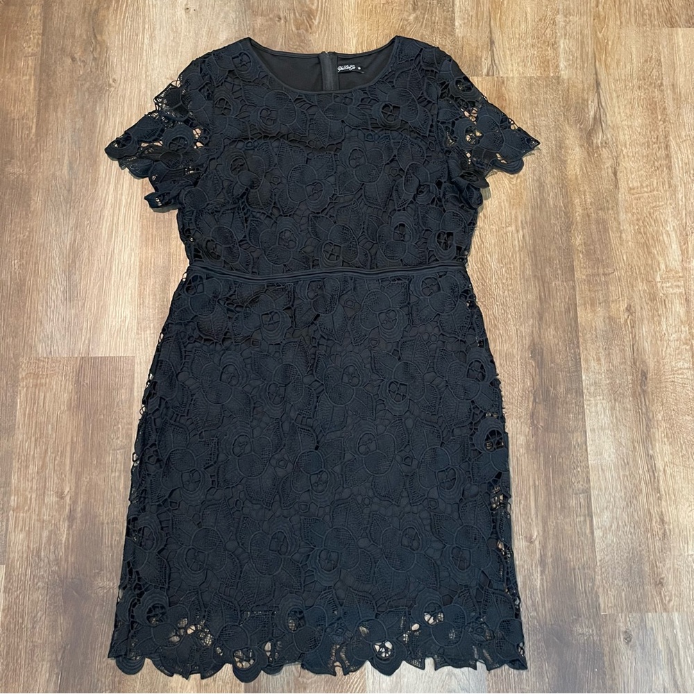 Lange Elegant Black Lace Midi Dress Size 18